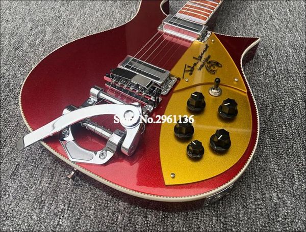 660 6 Strings Metallic Red Electric Guitar Pickerboard Binding Signature Gold Sparkle Pickle Pickguard Fingerboard Lacquer TRIA9123877