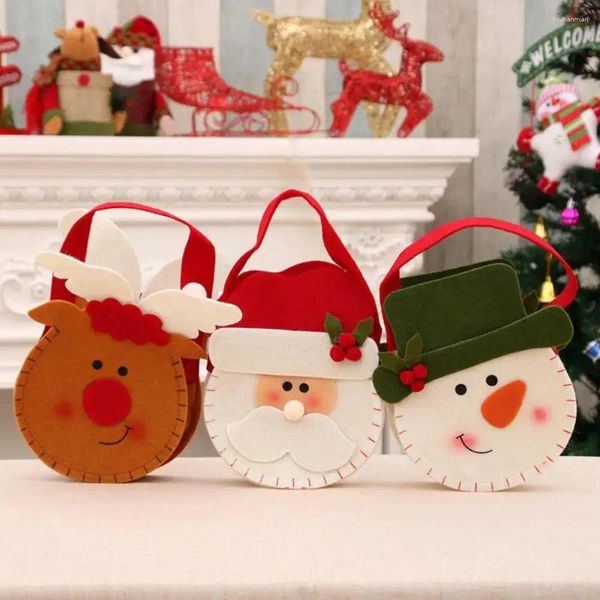 Bolsas de doces de Natal embrulhadas para presentes fofas não tecidas Papai Noel