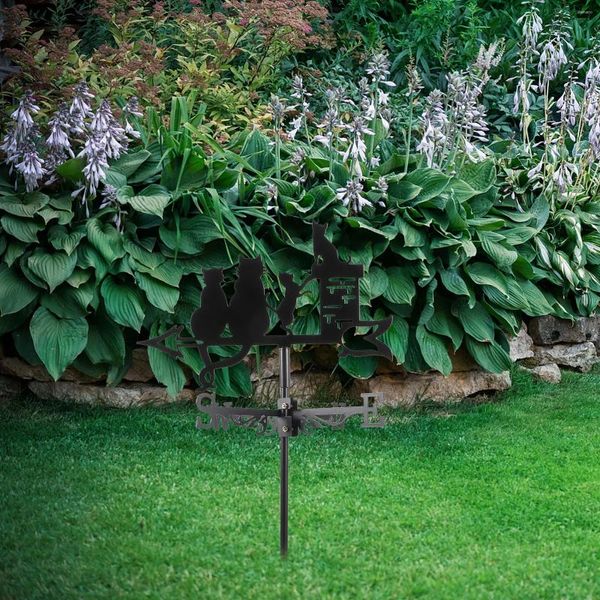 Bahçe Dekorasyonları Açık Dekor Weathervane Lawn Metal Yön Paslanmaz Çelik Dekorasyon Döşeme Kiti Zemin Yer Ekleme Rüzgar Göstergesi