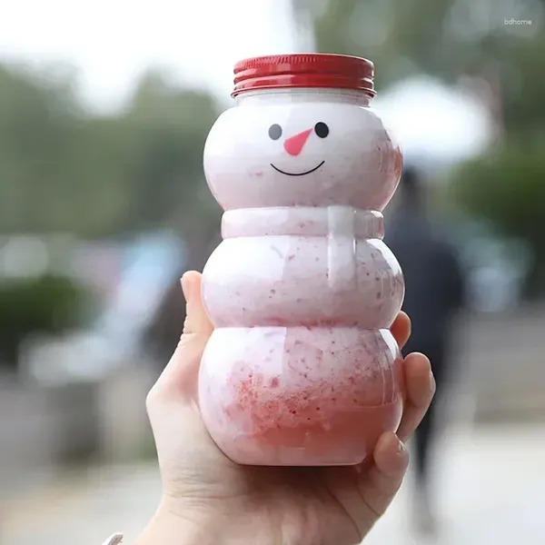 Бутылки для хранения чай холодный питье снеговик может подарить чашку для вечеринки, обертывание конфетки молоко рождественское напиток