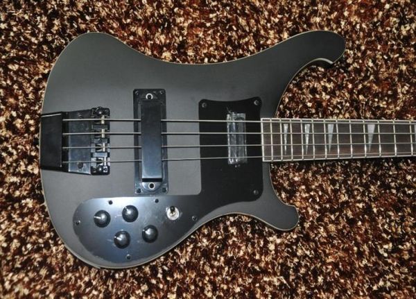 Custom Ricken 4 Strings Matte Black 4003 Bass Electric Guitar Black Hardware Triangle MOP Topboard Top Selling5243288