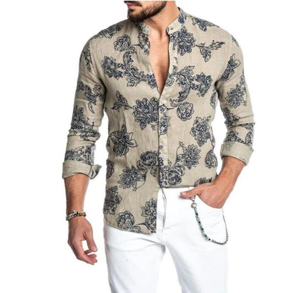 Целая индивидуальная одежда на пуговицах мужская рубашка летние цветочные печати рубашки мужская с длинным рукавом Cemise6815142