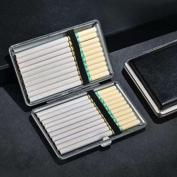 Neue PU -Ledermuster Zigarette Hülle Frauen 5,5 mm 20 Stöcke Zigaretten Case Behälter Halter Tabakboxen Geschenke für den Menschen