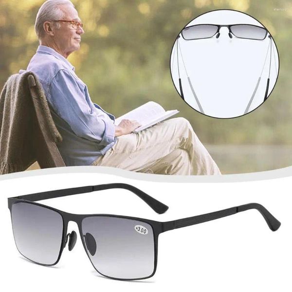 Sonnenbrillen Frames Übergang pochromisch -Lesebrille Männer UV400 Sonnenmetall Rahmen Optische Linsen ändern Farbprezium Presbyopische Brille