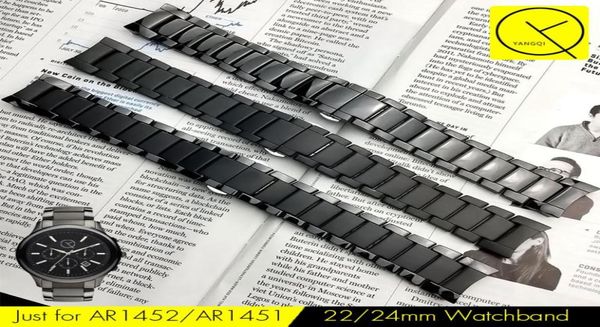 Aço cerâmico de 22 mm de 24 mm para AR1451 AR1452 Watch Band para relógios AR para engrenagem S3 Strap Brand Watchband Middle Scrub Curved EN9782344