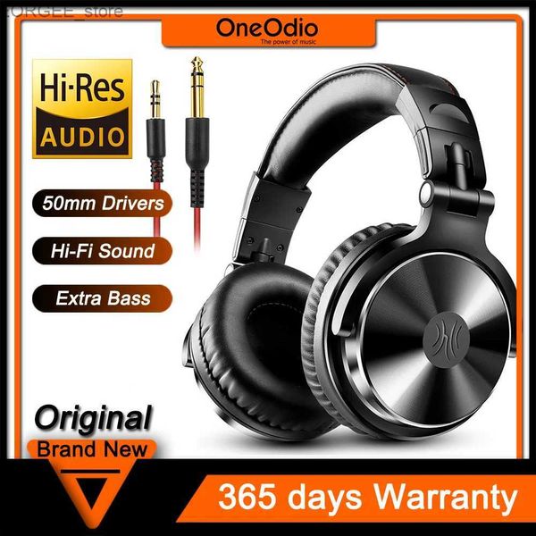 Cep Telefonu Kulaklıklar Oneodio Pro-10 50mm kaliteli HIFI Sürücüleri ile Kablolu Kulaklıklar Stereo Büyük Kulaklıklar Stüdyo Stüdyo Kayıt izleme Head Set Y240407