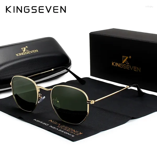 Occhiali da sole Kingseven 2024 Glasshi da sole rotondi femminile uomini riflettenti retrò uomini polarizzati occhiali gafas uv400 protezione