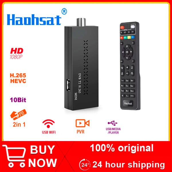 Box Haohsat DVBT2Mini H.265 Decoder HDMI TV -Stick Digitaler Tuner -USB -WiFi -TV -Box 2 In1 Fernbedienung für Italien Russland