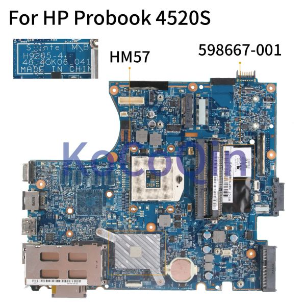 Laptop -mãe placa -mãe para HP Probook 4520S 4720S HM57 Notebook Prainboard 598667001 598667501 H92651 48.4GK06.041 DDR3