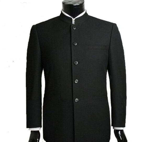 Tuxedos de casamento em estilo chinês preto para o noivo Desgaste de duas peças fades personalizadas para homens novas jaquetas calças6464317