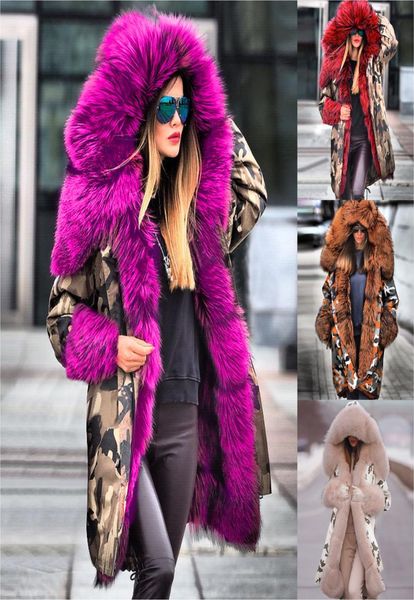 Velvet artico con cappuccio invernale Donne di grandi dimensioni Donne calde giacche lunghe casual Ladies Cottie