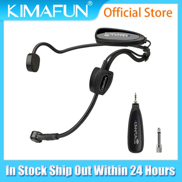 Microfoni Sistema di cuffie microfono wireless KiMafun 2.4G Microfono con sede con sede con sede per canto Stage Performance Vocal Show Busker