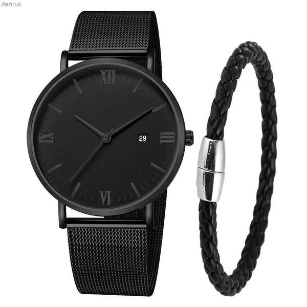 Outros relógios Ultra Fin Mens Watch Bracelet Magnetic Quartz Watch Calendário Mens Ultra Fin Mesh Sports Sports Waterproof Watch Black Reloio Masculinol240403