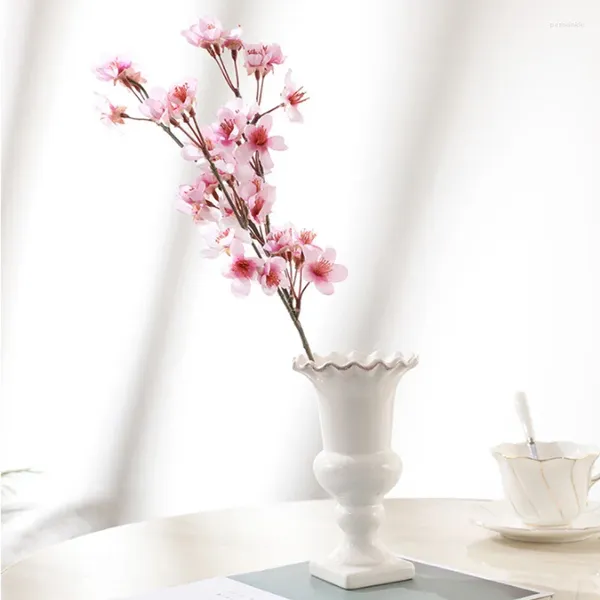 Flores decorativas 1pc Diy ramo curto pequeno cereja artificial de pêssego Decoração de casamento em casa de 40 cm de simulação