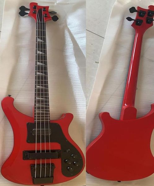 4 Strings Bright True Red 4003 Bass de baixo elétrico Hardware preto pescoço através do corpo Saída dupla Ric China Bass4496403