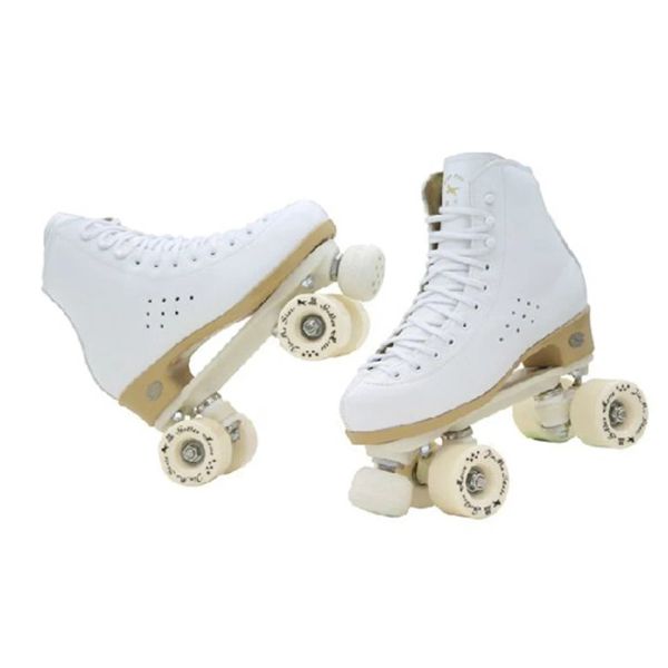 Schuhe Original Golden Horse Professional Roller Skates Two Line Schuhe Doppelreihe Skating Pu Wad Cowhide Leder Plastikstahlplatte