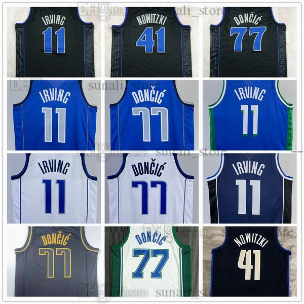 Maglie da basket per donne giovani da uomo Kyrie Luka 11 Irving 77 Doncic Dirk 41 Nowitzki Team 2024 City Black Navy Blue White Edition