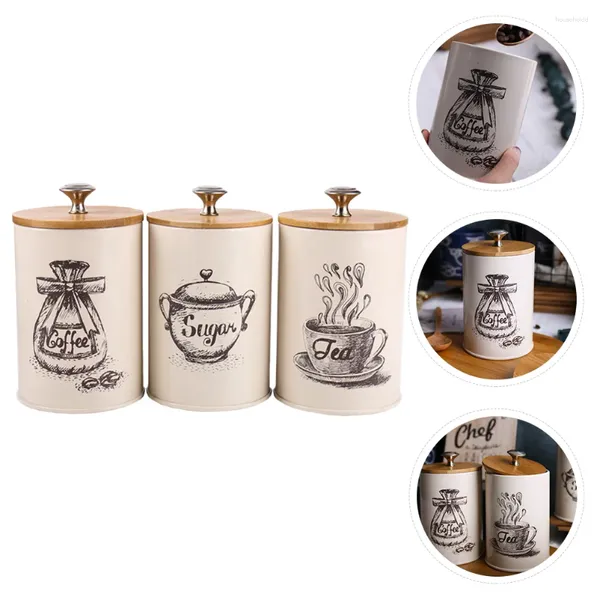 Bottiglie di stoccaggio da 3 pezzi Coffee Contenitore Coffee Organizzatori di cucina barattoli Cookie Sugar Tea Mason