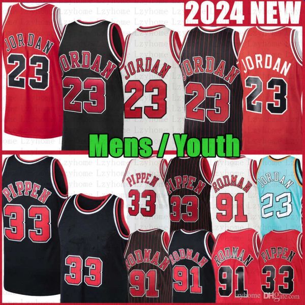 M J Menens Jugend 23 M Dennis Rodman Basketball Trikot Scottie Pippen Derrick Kinder Rose DeMar Derozan Zach Lavine Shirt City Trikots Retro -Shirts 91 33