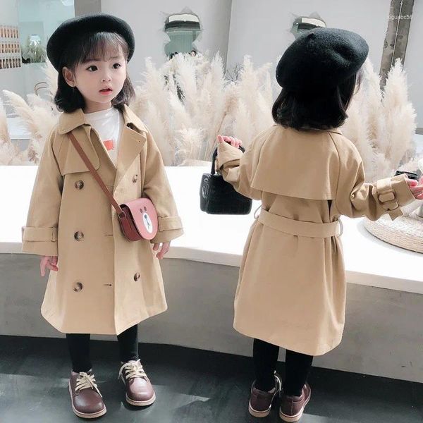 1-6 Y Girls Lange Trench Coats Fashion England Stil Windbreaker Jacke Mädchen Frühling Herbst Mantel Kinder-Freizeitkleidung