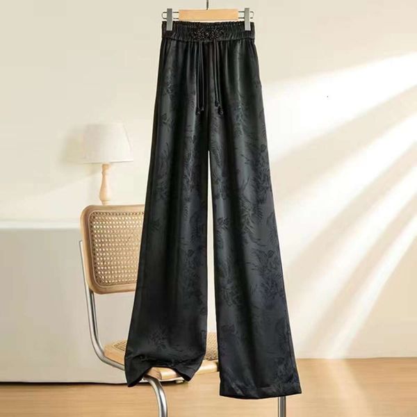 (качество Tmall Tiktok) Оригинальный жаккардовый китайский стиль черный жаккардовый брюки для женщин весной и летом