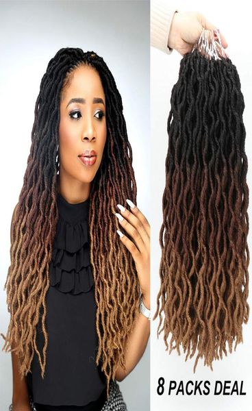 Wavy Gypsy Locs Ombre Crochet Hair 18 quot 8packslot Goddess Locs Faux locs африканские корни Dreadlocs Синтетические плетенные волосы Exte8121932