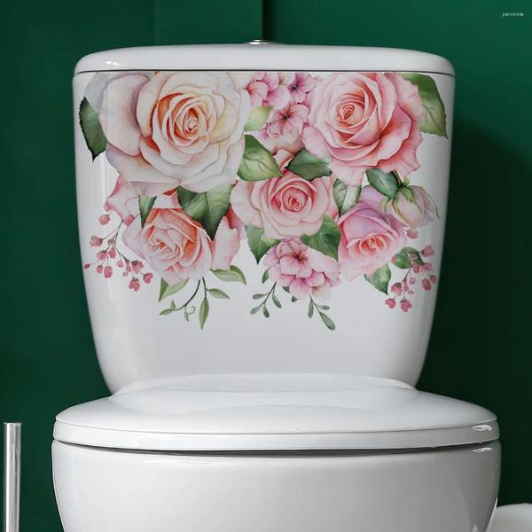 Papéis de parede 25 35cm Creative Flower Toilet Adesivos de decoração de banheiro tampa da parede PVC MS2372