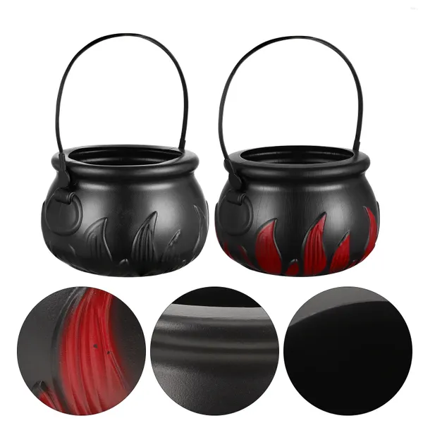 Placas IMIKEYA Bruxas CAULDRONS SERVIÇÃO TOLAS DE HALLOWEEN Candy Bowl Witch Pot Chalttle Black Plástico