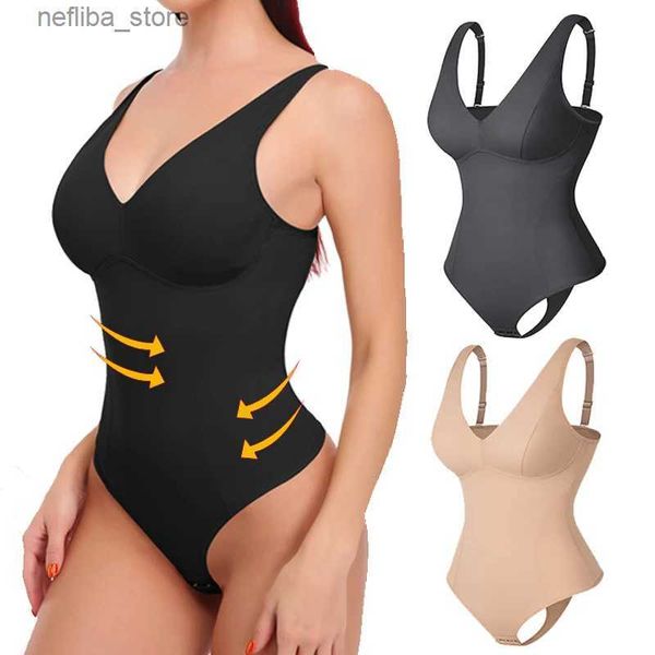 Tomema de barriga da cintura Shaper Shapewear Bodysuit Scoop Tampo de pescoço Tampas para mulheres Controle da barriga Coloque os espartilhos colete Slimming Corpo integral Shaper L2447