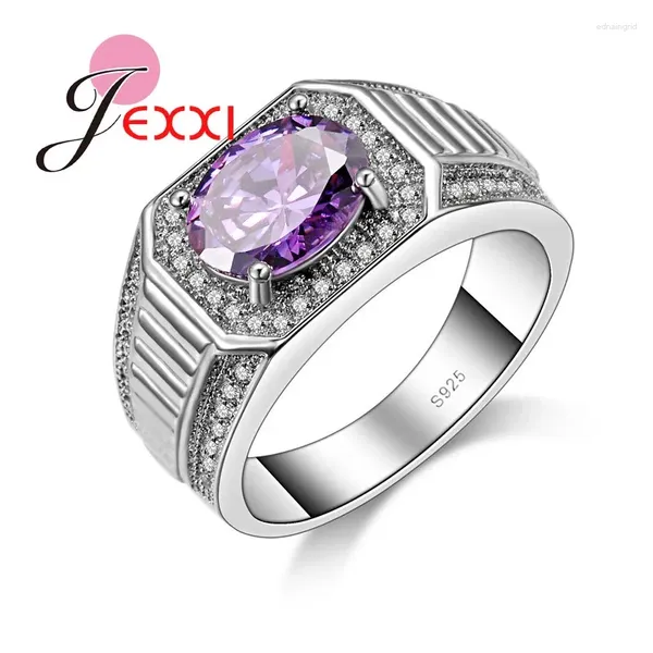 Anelli per matrimoni Arrivo di alta qualità inossidabile 925 Sterling Silver Women Fashion Gioielli Bellissima Cristallo viola Clear Clear