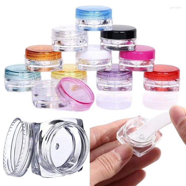 Bottiglie di stoccaggio 50pcs 3g/5g baratto estetici quadrati campione vaso di plastica per trucco in plastica contenitori per labbra ombreggia