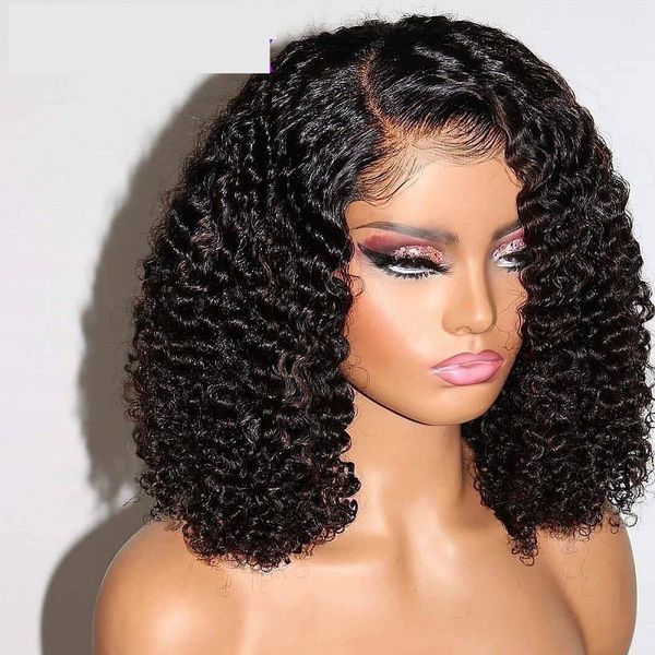 Frauenperücke Kinky Curly Bob Perücken BOO Head Set Human Hair Perücken 5x5T T Style 150 %