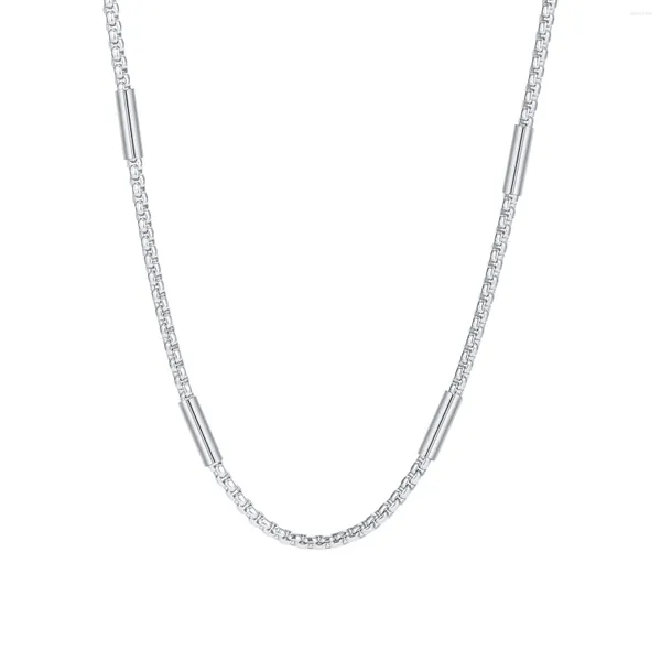 Ketten Mprainbow Quadratische Perlenkette Halskette für Männer Edelstahl Rolo mit Röhrchen Stylish Box Kragen Geschenk an BBF