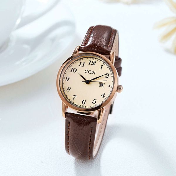 Gedi Gedi minimalistische koreanische Frauen High-End Circular Belt Watch, Student Quartz Watch