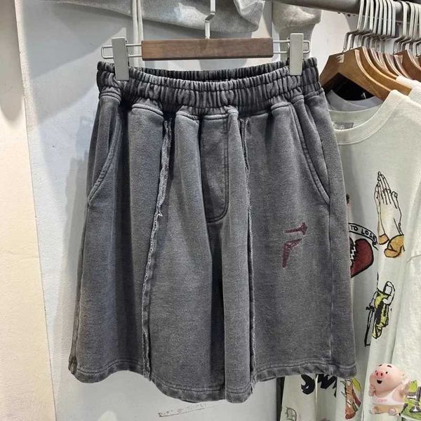 Short maschili per club di folla appena lavati per uomini e donne patch lavorano pesanti pantaloncini ricamati calzoni hip-hop J240407