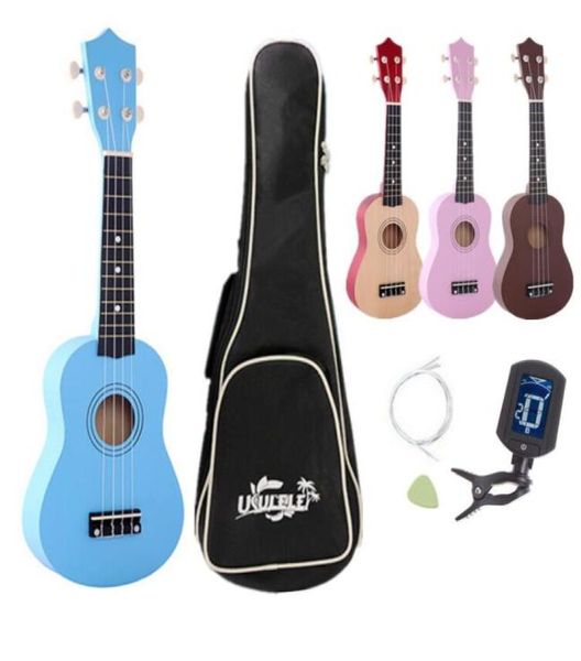 21 Zoll Ukulele Hawaii 4 String Gitarre Ukelele Anfänger Kinder Kinder Geschenke Bag Fall Elektronischer Tuner Nylon Strings Pick1650001