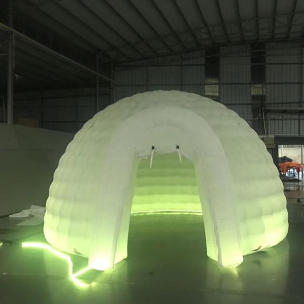 Großhandel Anzeigen 5m Farbwechselnde LED-Beleuchtung aufblasbare Kuppel Zelt beleuchtet Iglu-Partyzelt für Ausstellung-001