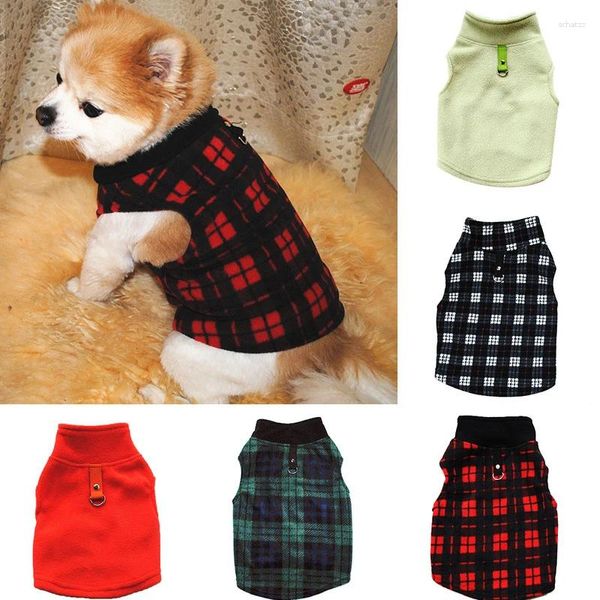 Hundekleidung süße karierte gedruckte Haustiermantel Fleece Wärme Leichtes dickes T-Shirt Cat Weste Supplies kleines Mittelmedium Kostüm