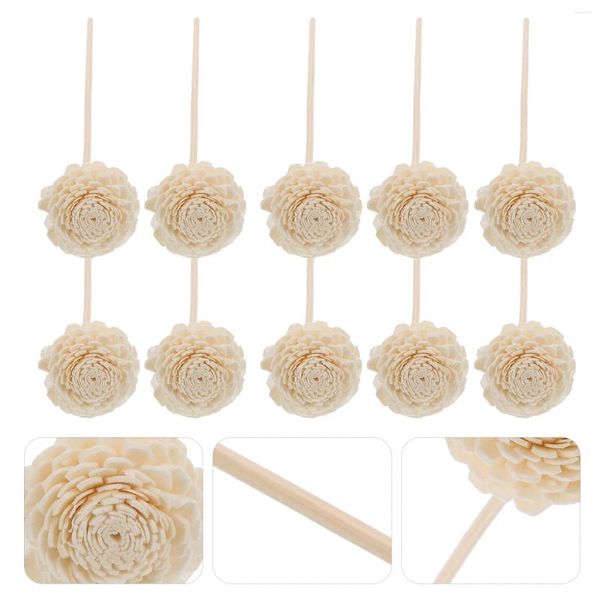 Vasi 10pcs Stick Diffusore Stick Wood Flower Accessori per aroma olio essenziale-bianco- Bianco