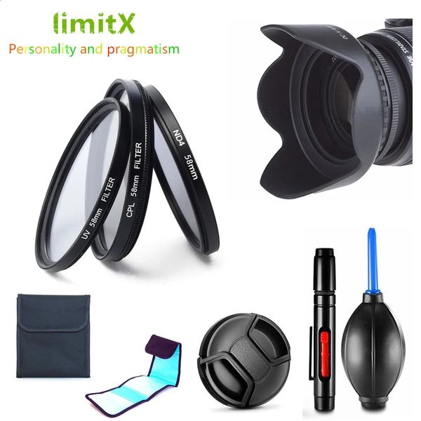 Filterkit UV CPL ND4 Objektivhaube Caps Cleaning Stift für 850d 2000d 4000d 1300d 3000d Rebel T6 T7 T100 Kamera 1855 mm 240327