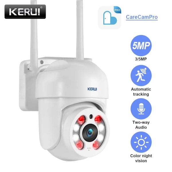 Telecamere KERUI 3MP 5MP Camera IP WiFi PTZ Control Ptz Outdoor Audio Audio Detection Auto Tracciamento Supporto su CCTV CCTV Camera