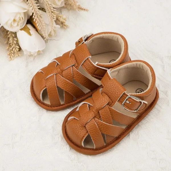 Kidsun baby sommer sandals Infant Boy Girl Schuhe Gummi weicher Sohle Nonslip Kleinkind Erste Walker Crib geboren 240329