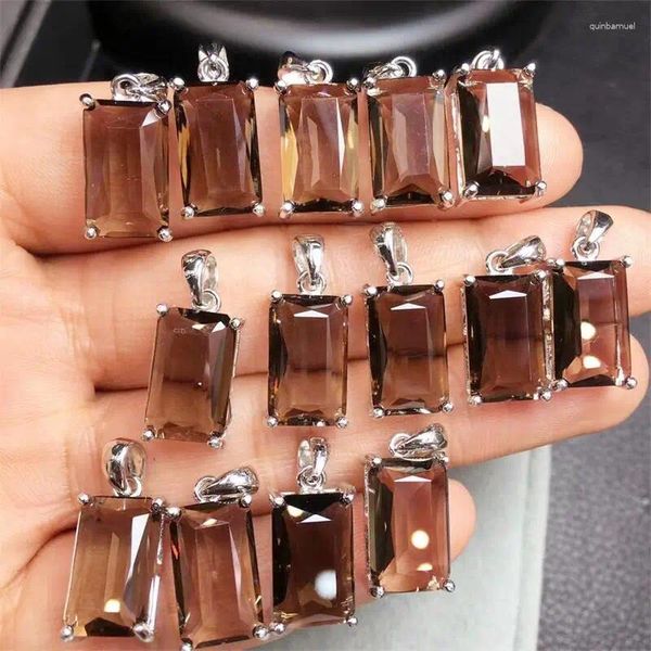 Braccialetti Link Naturale Smoky Quartz Facet a ciondolo fai -da -te Collana Crystal Mineral Healing Reiki Gift Gemstone Crafts