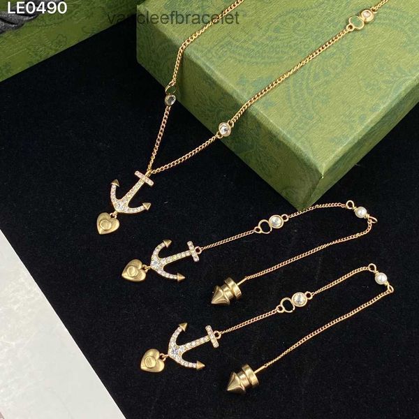 Дизайнерские серьги для женщин новичок якорное ожерелье металлическая цепь с длинными ушами алмаз