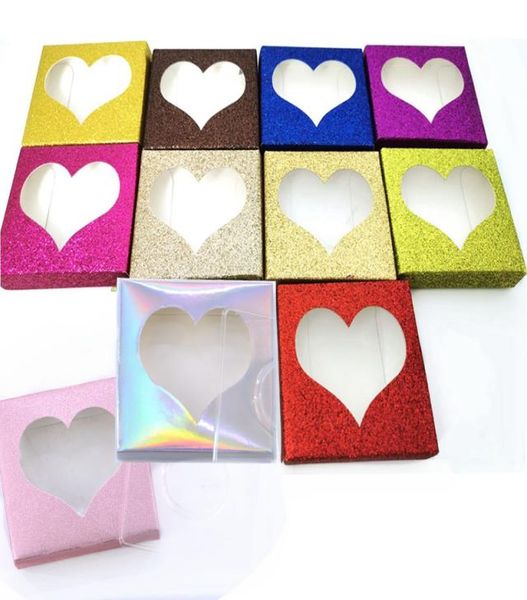 Scatole di pacchetto di forma d'amore per ciglia con visone 3d confezionamento di ciglia finte pacchetti ciglia vuote ciglia palette di carta confezione 100pcs5286466