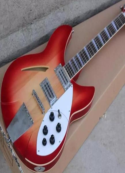 Пользовательский магазин Rick Fire Glo Cherry Sunburst 360 12 Strings Electric Guitar Semi Hollow Body Triangle Mop Inlay Special T5337765