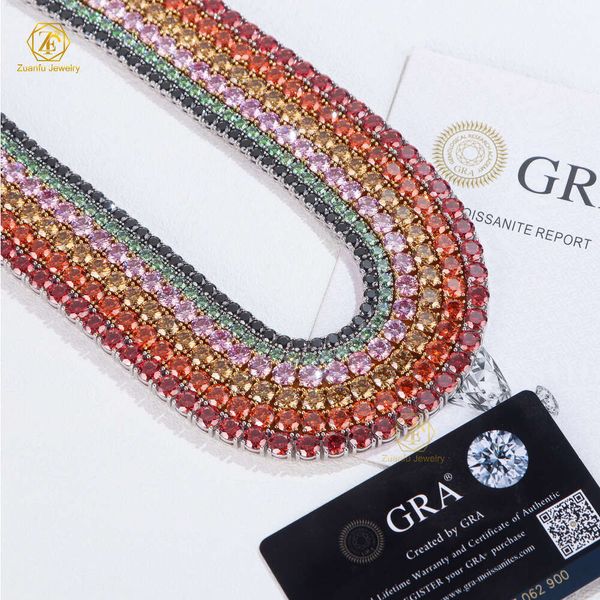 Pass Diamond Tester 925 Silber Blau rot schwarz champagner rosa gelbgrün enniskettenarmband 6,5 mm moissanit ennis halskette