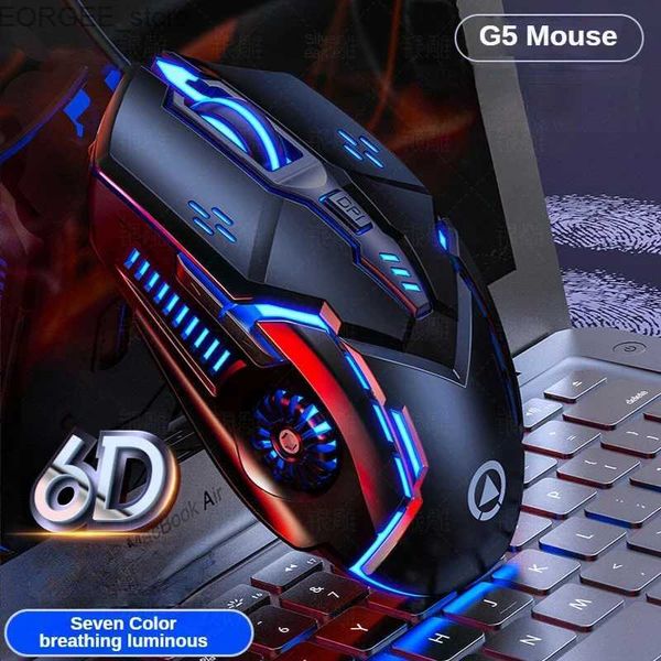 Camundongos G5 Mouse de mouse com fio de alta sensibilidade Alta sensibilidade de 6 teclas Macro Programming Mouse Mechanical Mouse Y240407