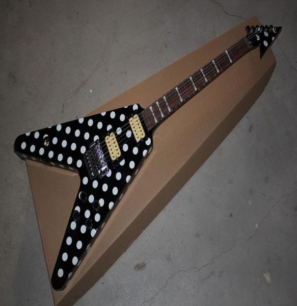 Randy Rhoads Signature Polka Dot Black Flying V Electric Guitar Floyd Rose Tremolo Bridge6954845