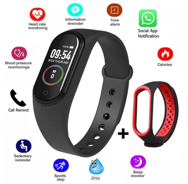 M4 Armband Farbbildschirm Smart Band Sport Fitness Schrittzähler Blutdruck Armband Walk Stufe Männer Frauen Watch9001673